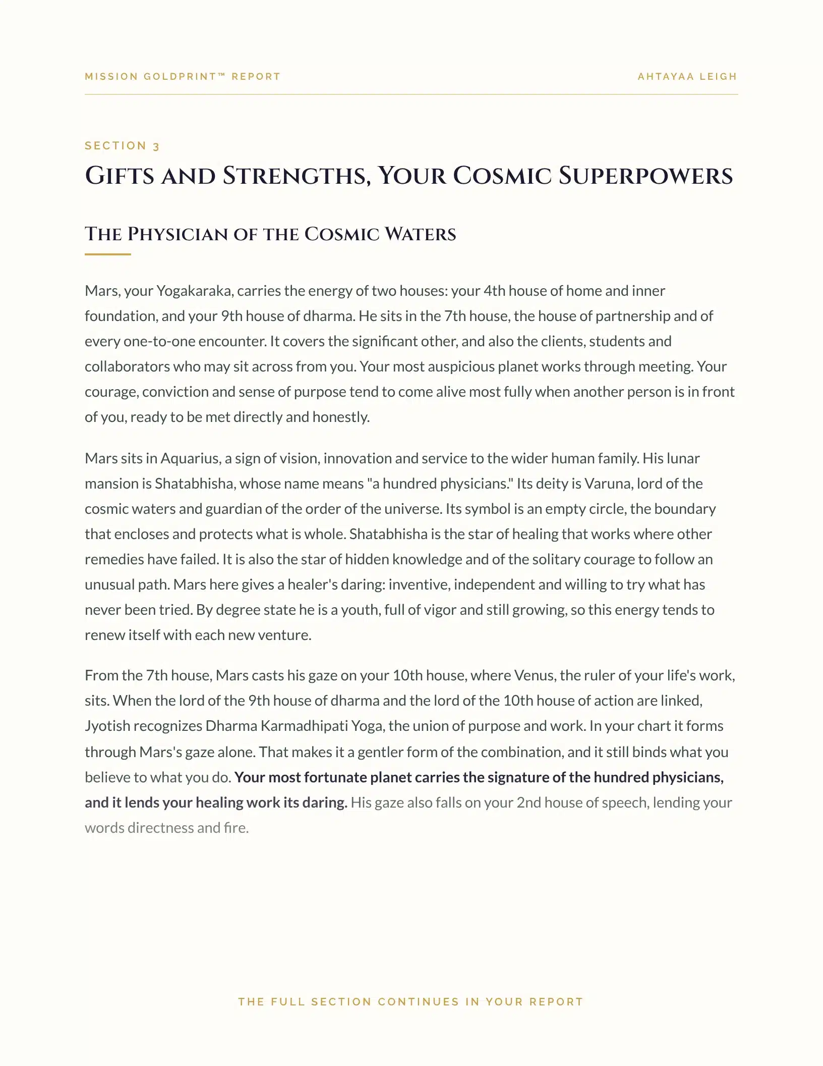 Sample page: your gifts